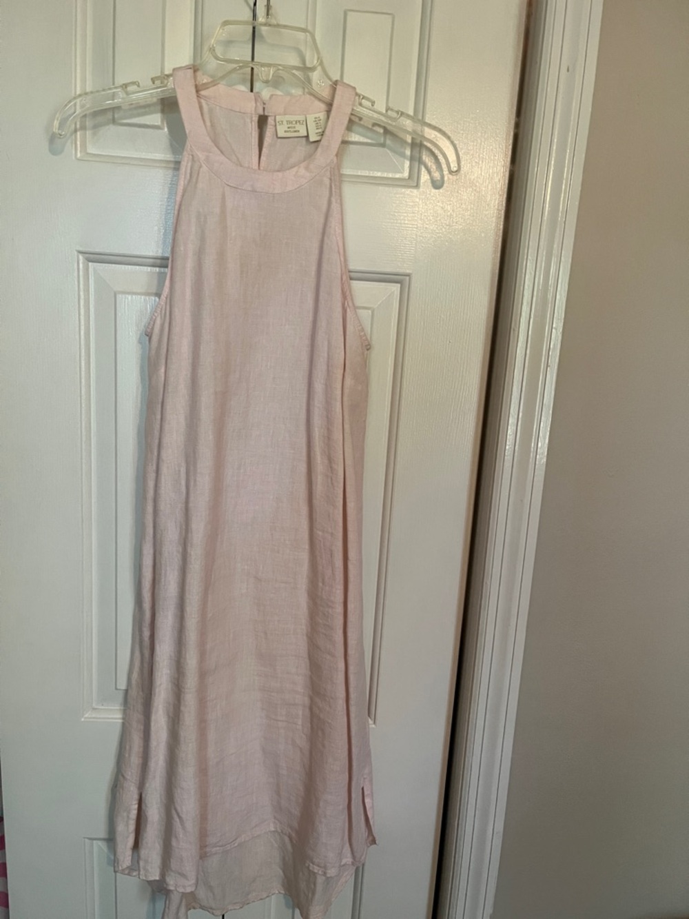 St. Tropez Pale Pink Linen Sleeveless Dress